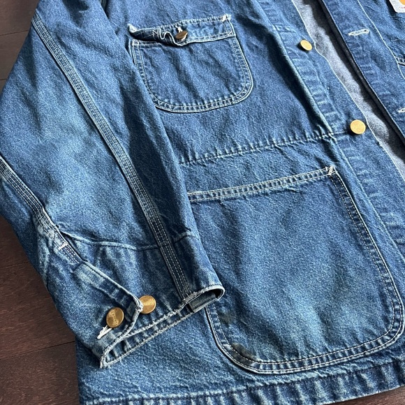 Vintage Carhartt Denim Work Jacket 80’s Chore Coat Size L 8C USA Union Made - Picture 4 of 10
